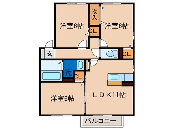 シャトレ若宮Ｂの物件間取画像